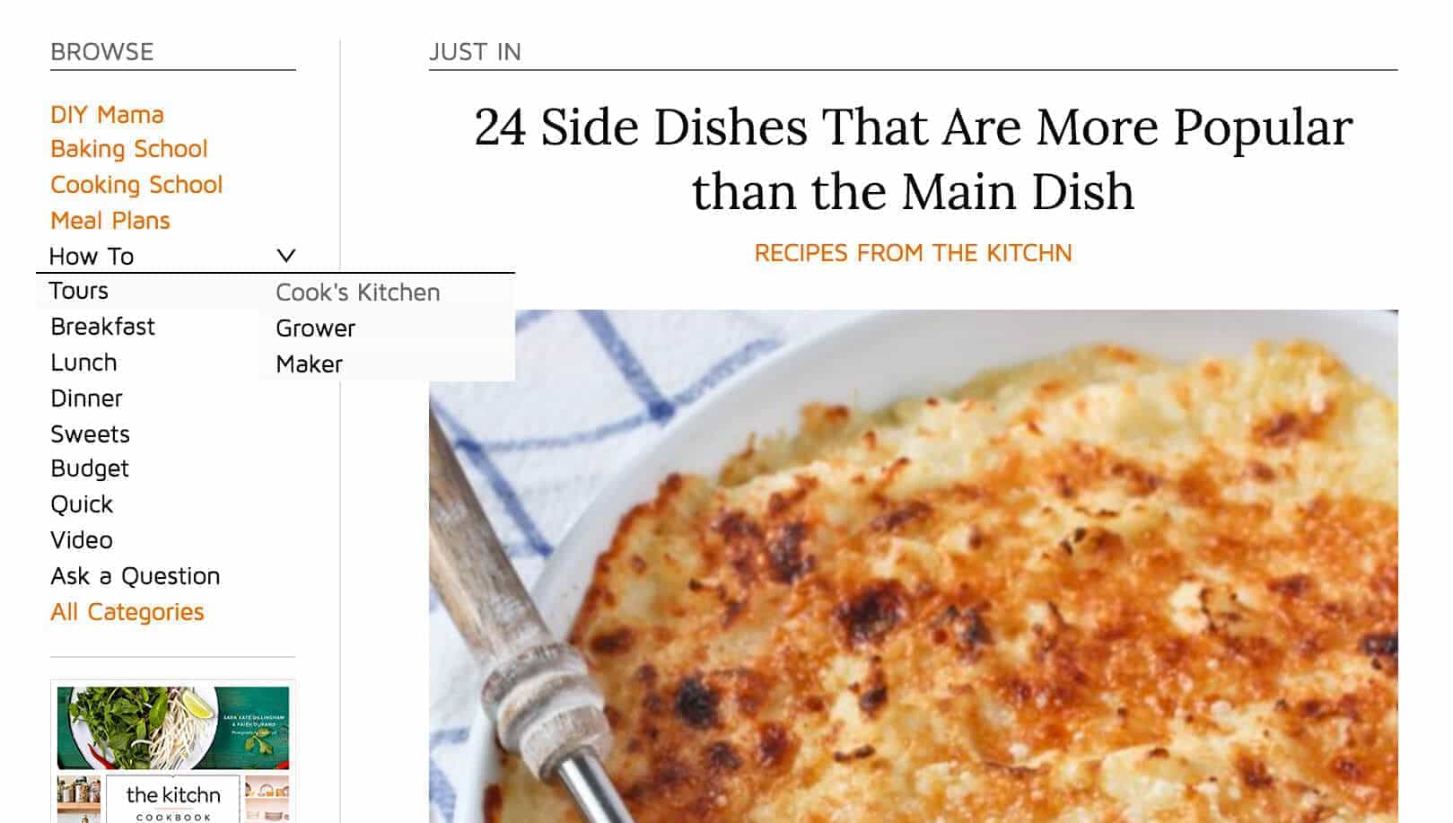 Drop-downs are used strategically at thekitchn.com.