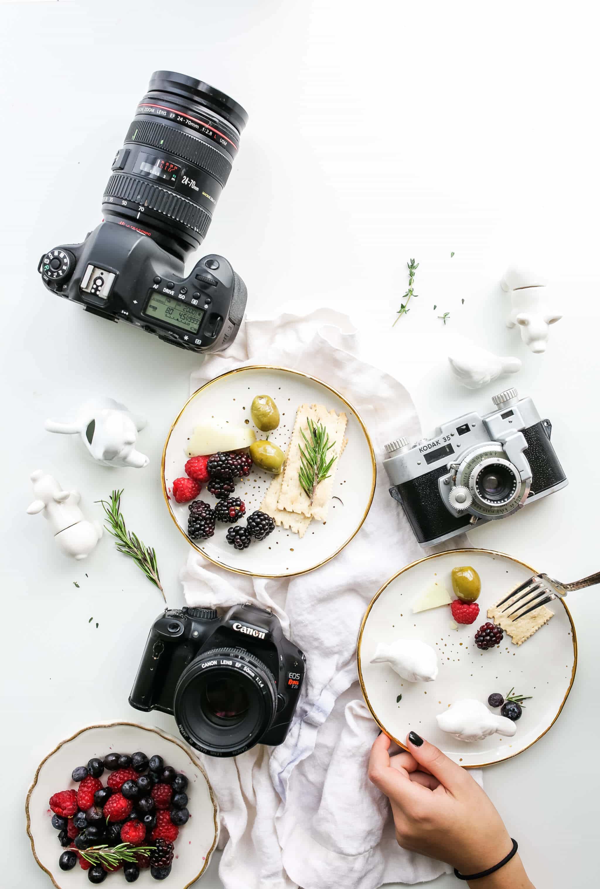 camera and food styling setup.