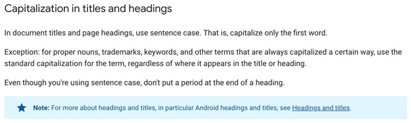Google's Heading Capitalization Guidelines
