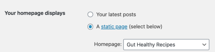 Wordpress homepage setting