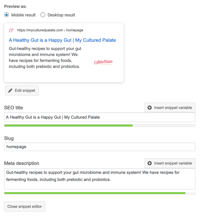 Yoast configurations in the block editor