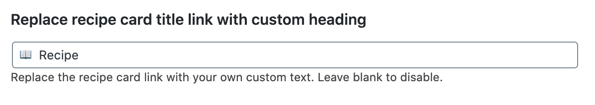 setting to replace the recipe card heading