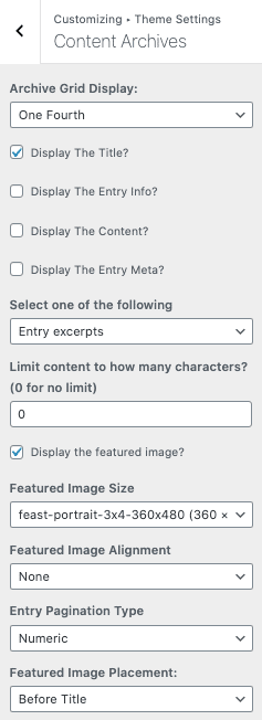 Customizer > Theme Settings > Content Archives settings