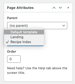 classic editor template settings