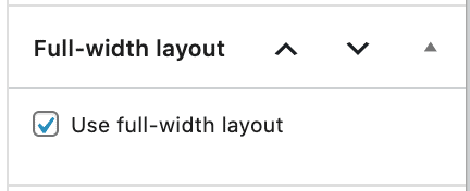 full width layout setting for the block editor