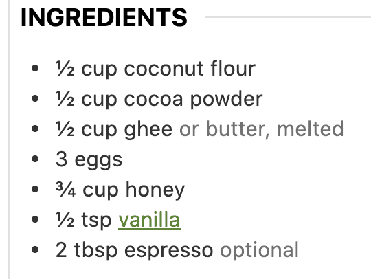 ingredient list show tsp and tbsp