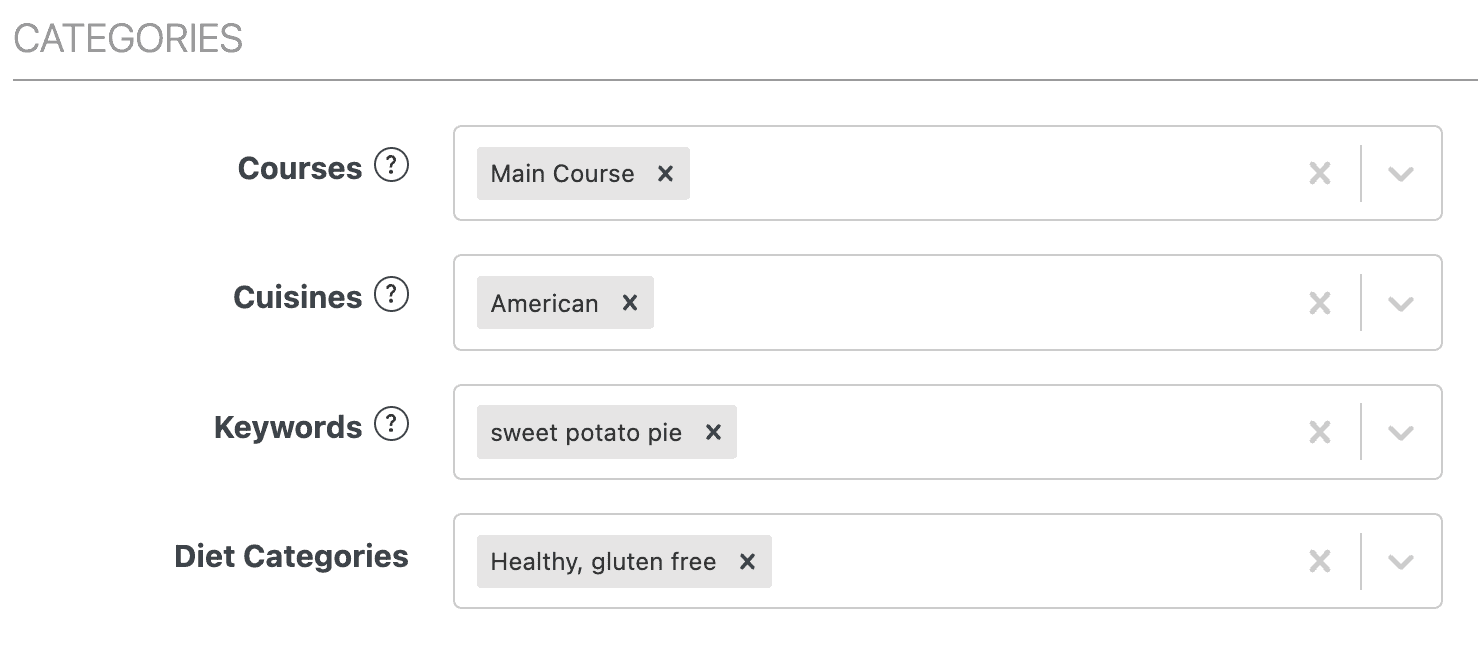 wp recipe maker categories example